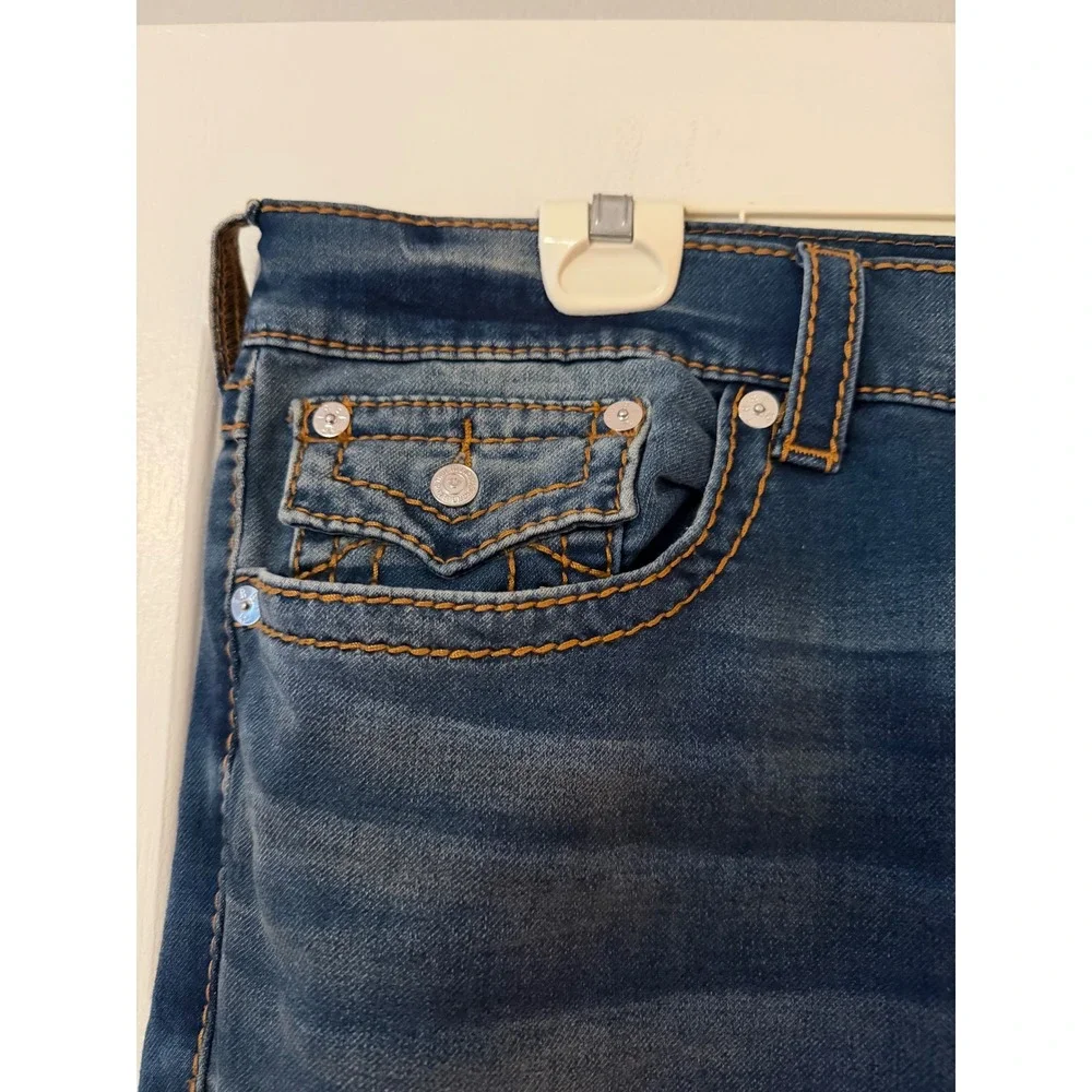 True Religion Jeans Mens 40x31 Blue Ricky Relaxed Straight Flap Pocket Y2K
